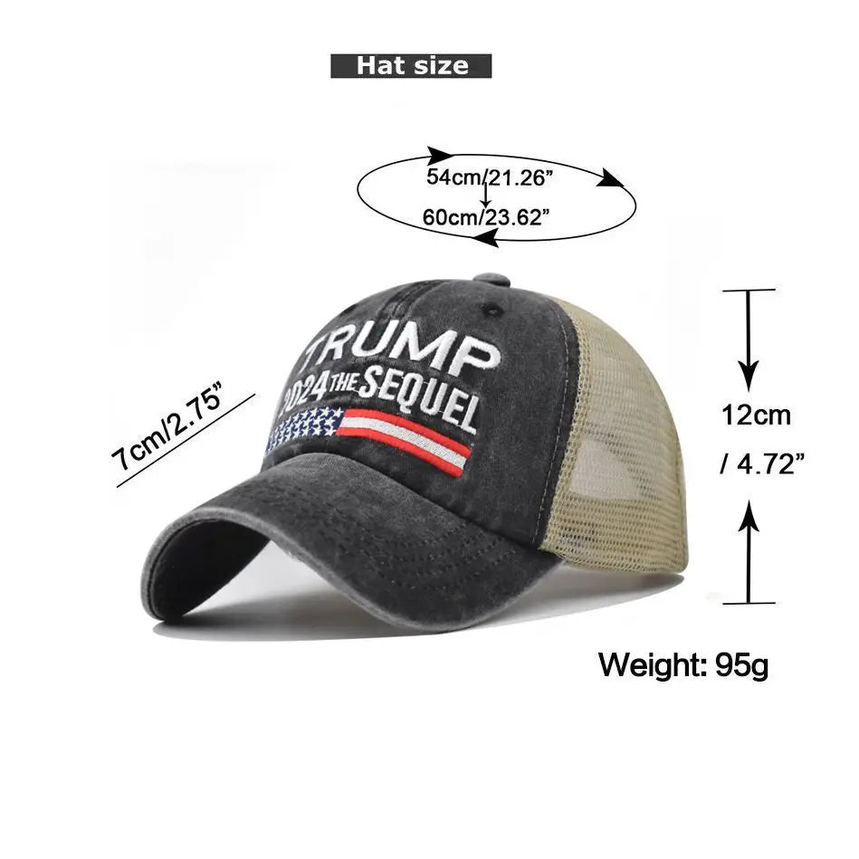 Embroidery Trump 2024 Trucker Hat Distressed Style - MAGA Mart