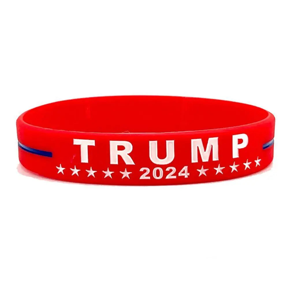 Trump 2024 Campaign Bracelet With Silicone Material Election Voter Gift Wristbands Adult Inspirational Merchandise Size Pac D4P6 - MAGA Mart