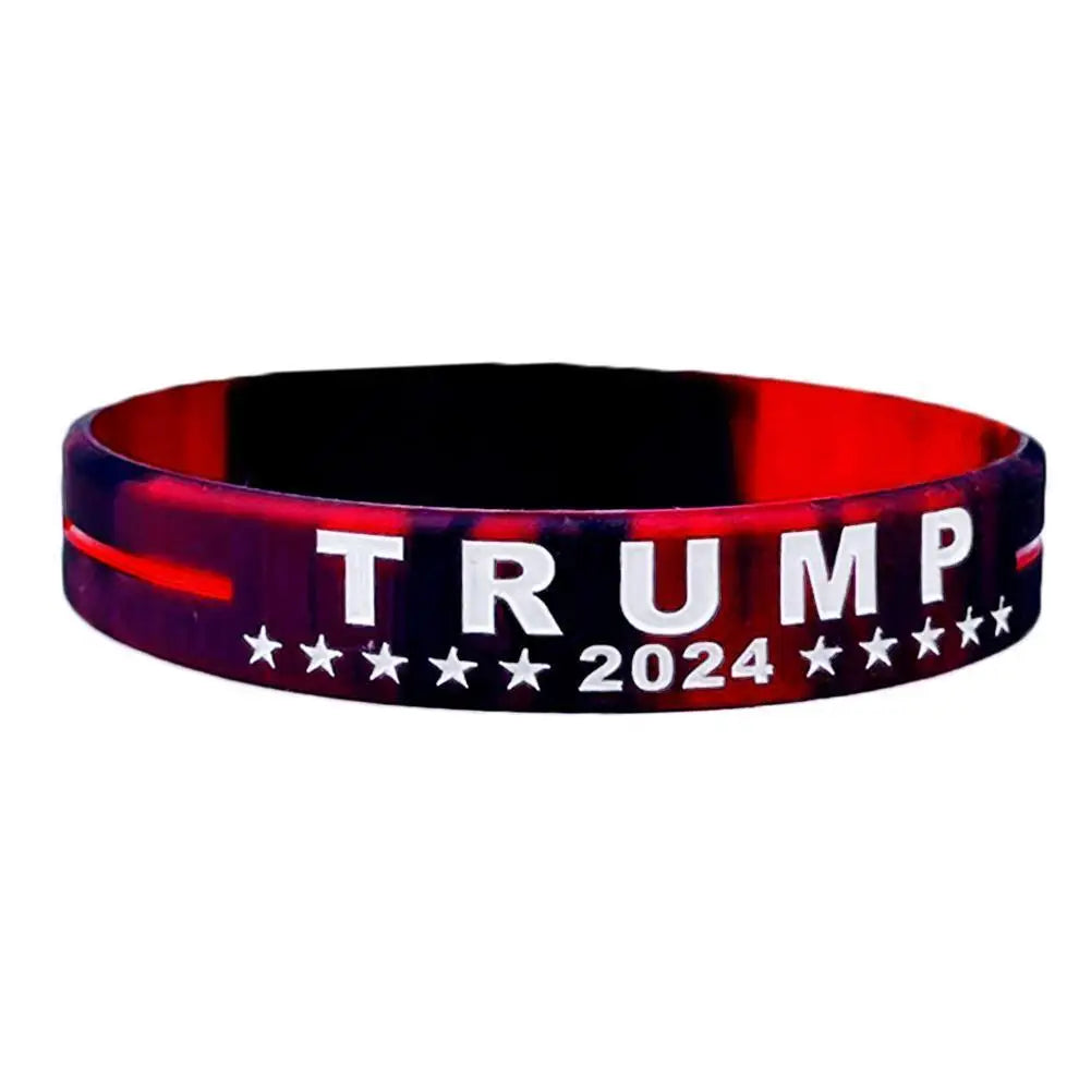 Trump 2024 Campaign Bracelet With Silicone Material Election Voter Gift Wristbands Adult Inspirational Merchandise Size Pac D4P6 - MAGA Mart