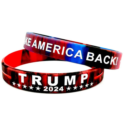 Trump 2024 Campaign Bracelet With Silicone Material Election Merchandise Adult Size Packaged Inspirational Wristbands Voter Gift - MAGA Mart