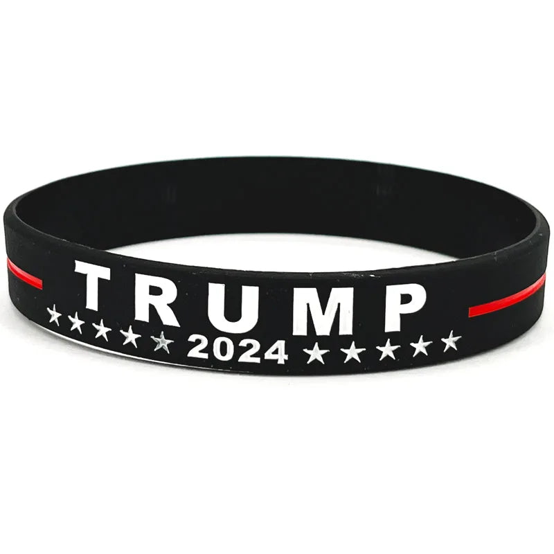 Trump 2024 Campaign Bracelet With Silicone Material Election Merchandise Adult Size Packaged Inspirational Wristbands Voter Gift - MAGA Mart