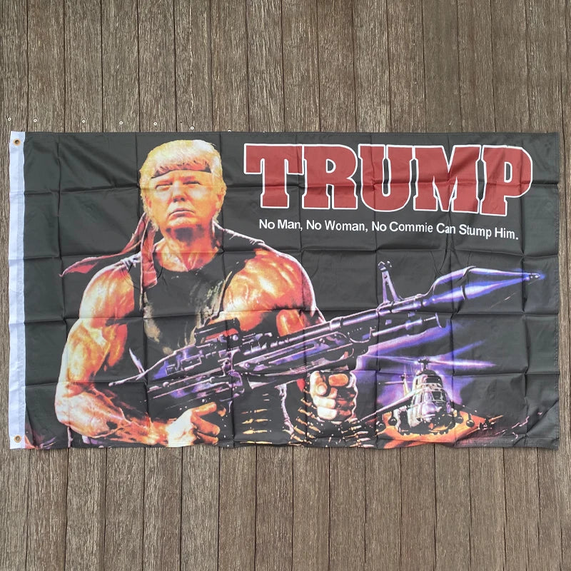 xvggdg custom flag   90*150cm  Creative Trump Gun Pattern American Flag Trump Tank Flag Trump Hanging Flag Trump Flag - MAGA Mart