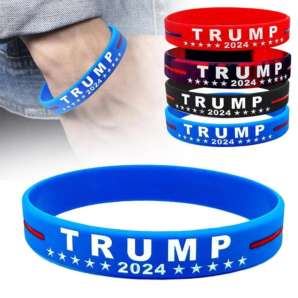 Trump 2024 Campaign Bracelet With Silicone Material Election Voter Gift Wristbands Adult Inspirational Merchandise Size Pac D4P6 - MAGA Mart