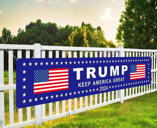 Trump Keep America Great Again 2024 Banners with 4 Grommets Polyester for Yard Advertising Outdoor and Indoor Hanging Decoration - MAGA Mart