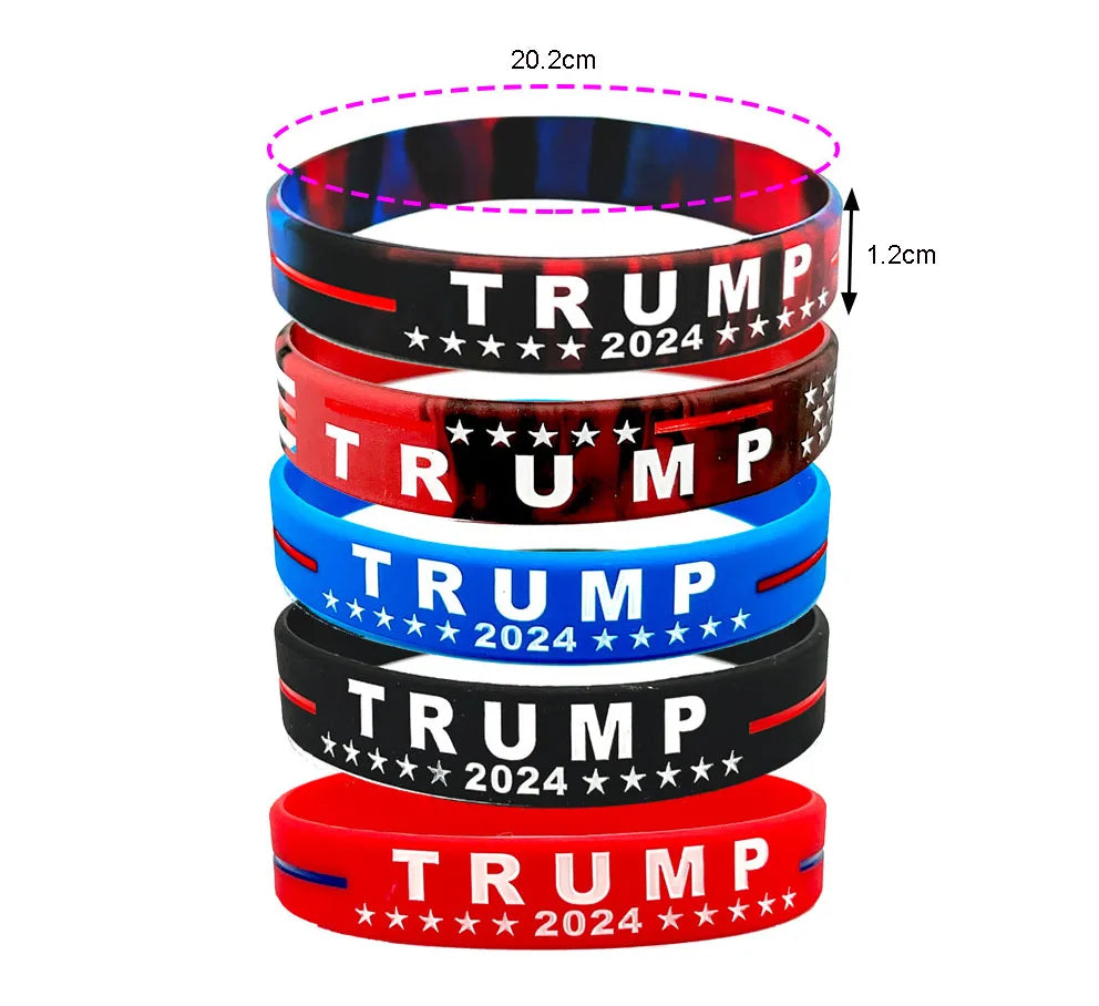 Trump 2024 Campaign Bracelet With Silicone Material Election Merchandise Adult Size Packaged Inspirational Wristbands Voter Gift - MAGA Mart