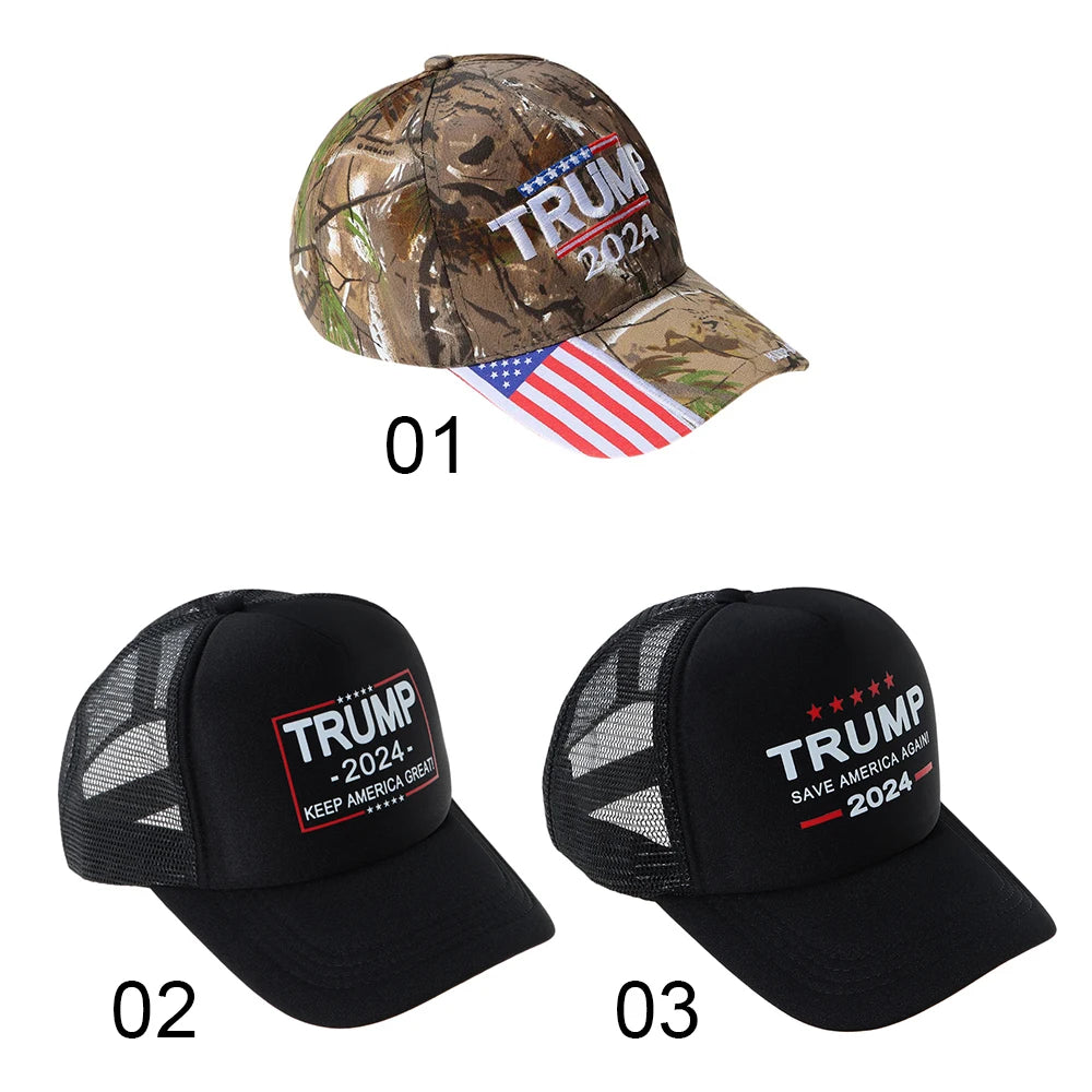 Trump 2024 US Flag Baseball Cap Trump Cotton Sunscreen Hats Adjustable Camo Trump Supporters Cap Trump Supporters Hat - MAGA Mart