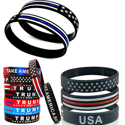 Trump 2024 Campaign Bracelet With Silicone Material Election Merchandise Adult Size Packaged Inspirational Wristbands Voter Gift - MAGA Mart