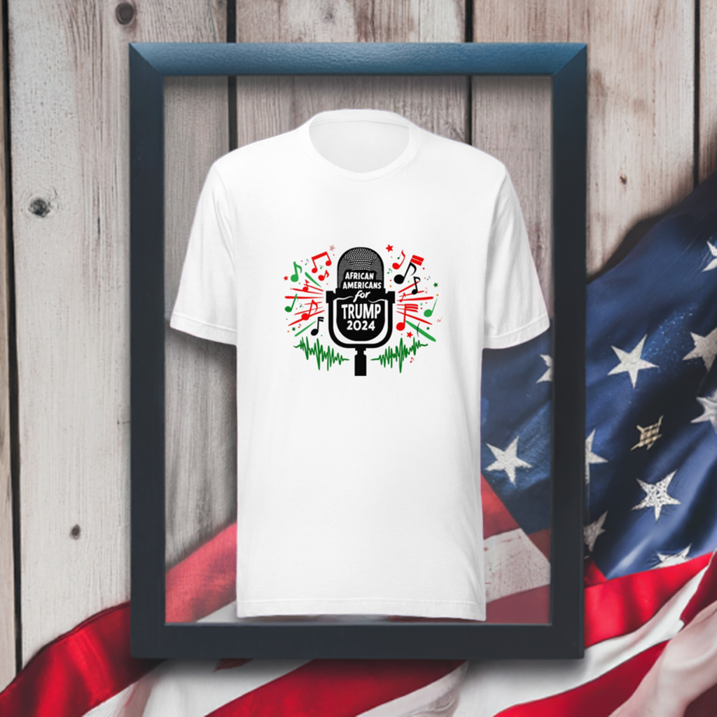 Blacks for Trump Microphone T-Shirt – Amplify Your Voice in Style