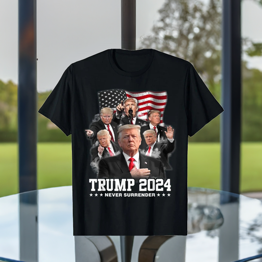 Never Surrender | Graphic Trump Tee MAGA Mart